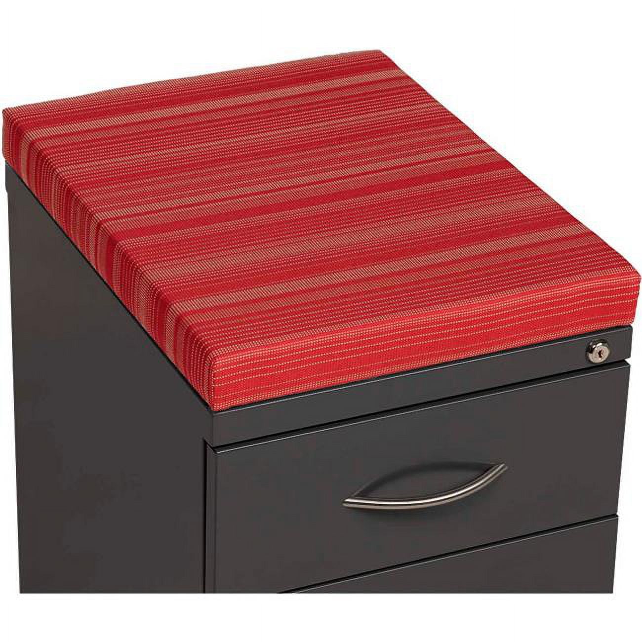 Black and Red Steel 2-Drawer Mobile Pedestal with Fabric Top