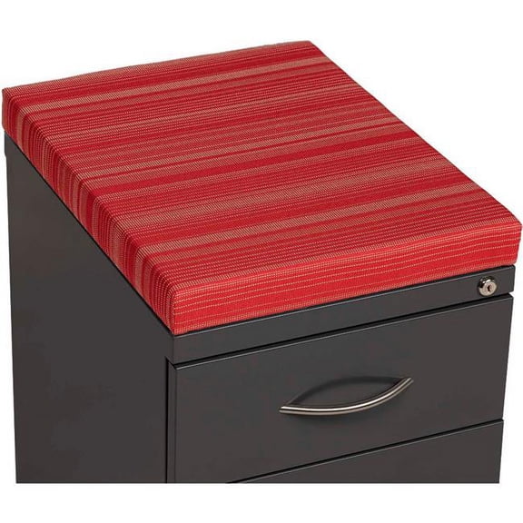 Interion 2 Drawer Box & File Pedestal - Charcoal with Red Cushion Top