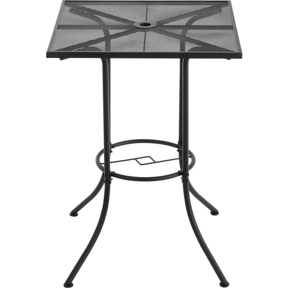 Interion 30" Square Outdoor Bar Table, Steel Mesh, Black