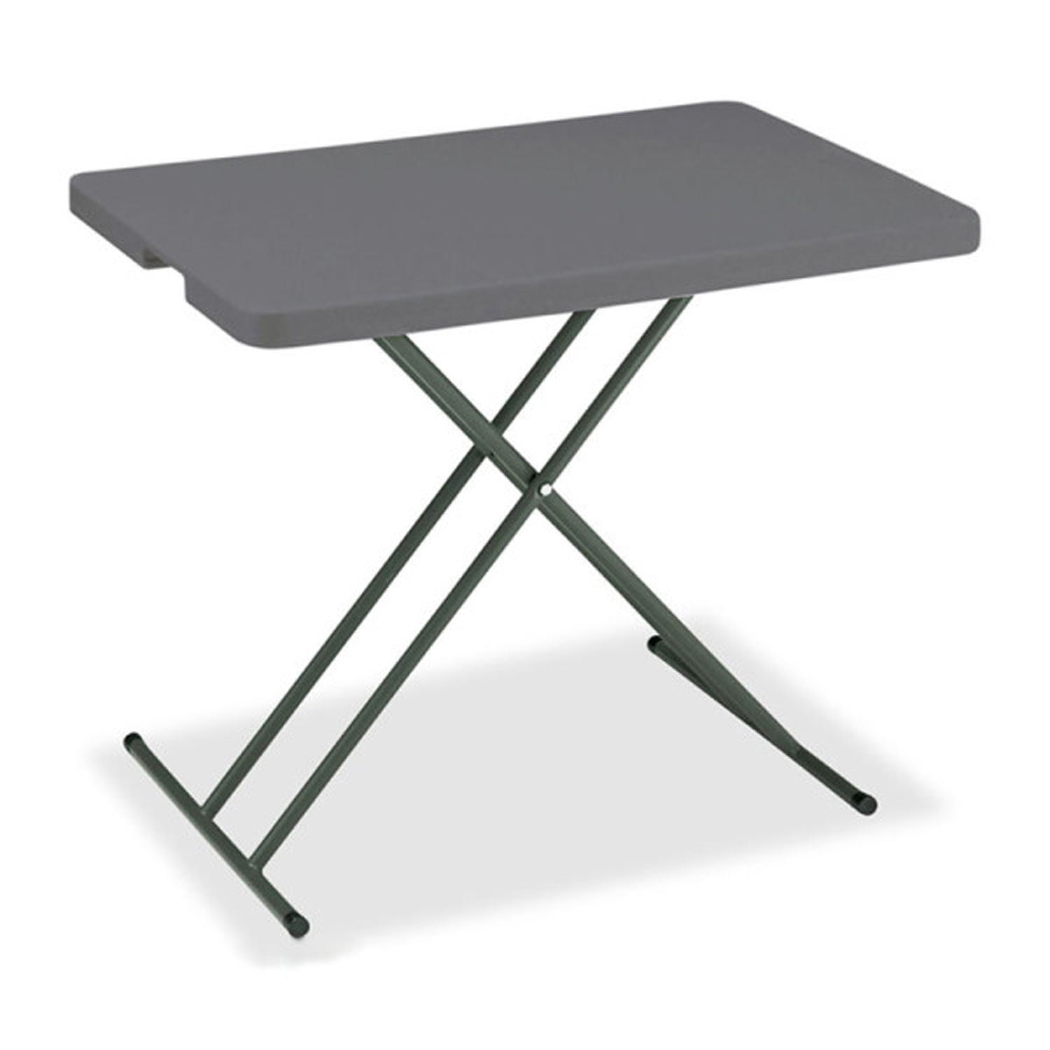 Charcoal Gray Adjustable Height Folding Table with Steel Legs