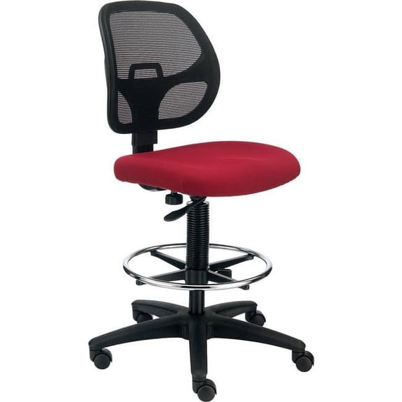 Interion Armless Fabric Mesh Drafting Stool - Red