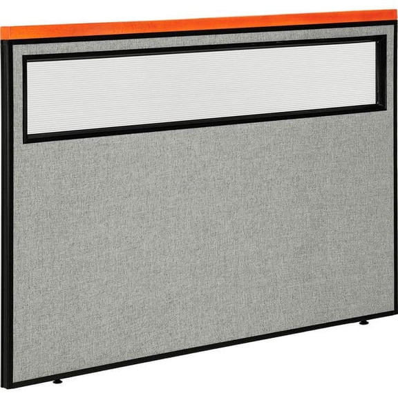 Interion Deluxe Office Partition Panel with Partial Window, Gray - 60.25 x 43.5 in.