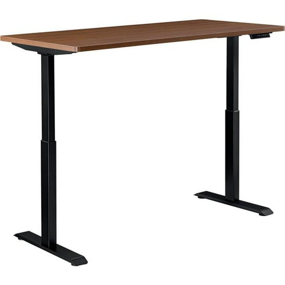 Global Industrial 695779WN Interion Electric Height Adjustable Table with Black Base, Walnut - 48 x 30 in.