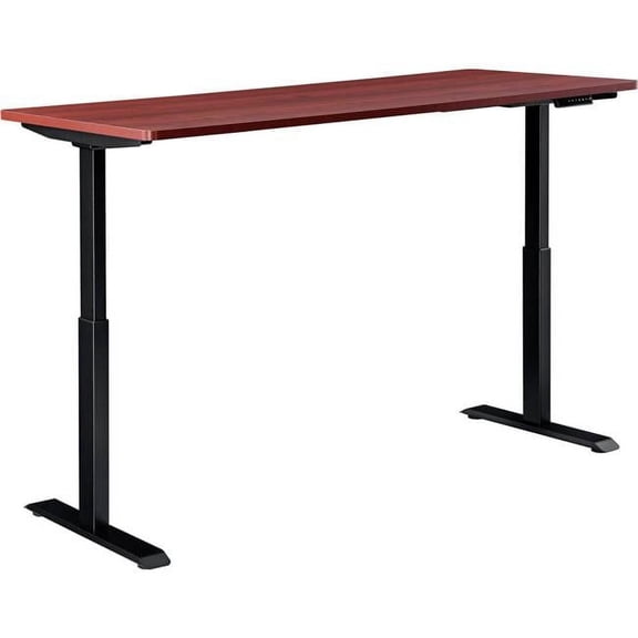 Interion Electric Height Adjustable Desk 60""W x 30""D Mahogany W/ Black Base
