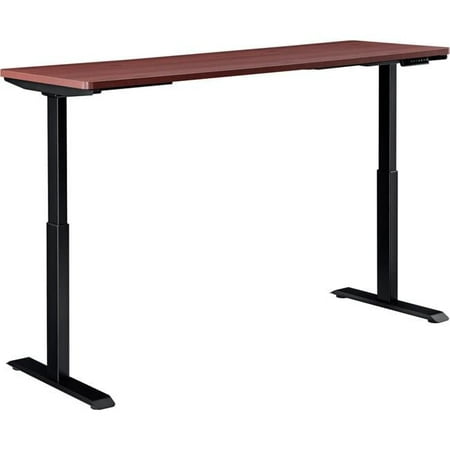 Global Industrial 695781MH Interion Electric Height Adjustable Table with Black Base, Mahogany - 72 x 30 in.