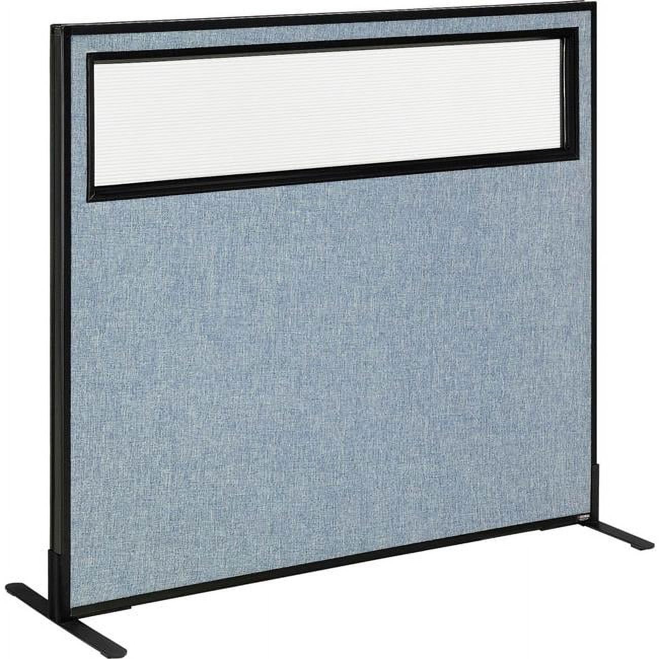Interion Freestanding Office Partition Panel with Partial Window, Blue
