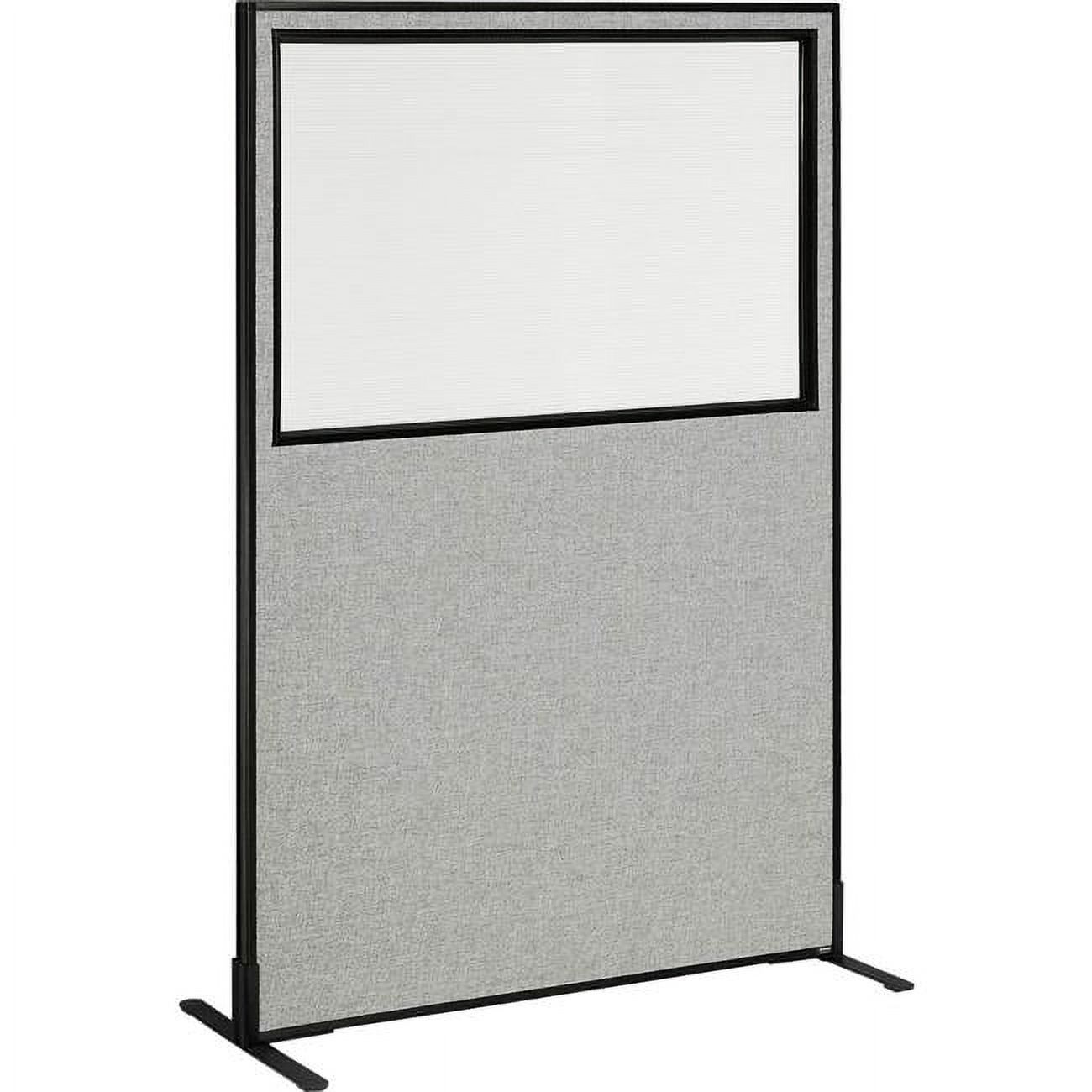 Interion Freestanding Office Partition Panel with Partial Window, Gray