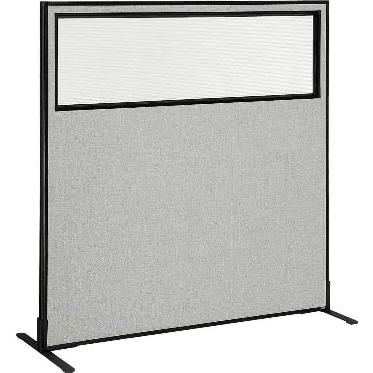 Interion Freestanding Office Partition Panel with Partial Window, Gray