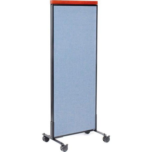 Interion Mobile Deluxe Office Partition Panel, Blue - 24.25 x 64.5 in.