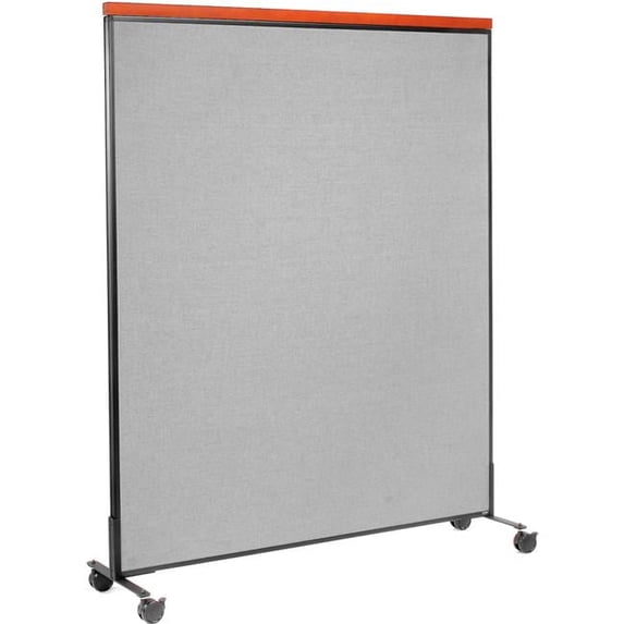 Interion Mobile Deluxe Office Partition Panel, Gray - 60.25 x 76.5 in.