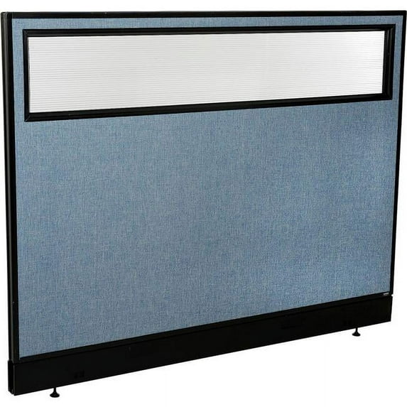 Interion Office Partition Panel with Partial Window & Raceway, Blue - 60.25 x 46 in.