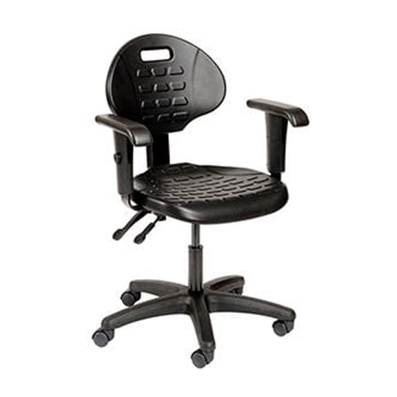 Interion Polyurethane Task Chair with Adjustable Arms, Black