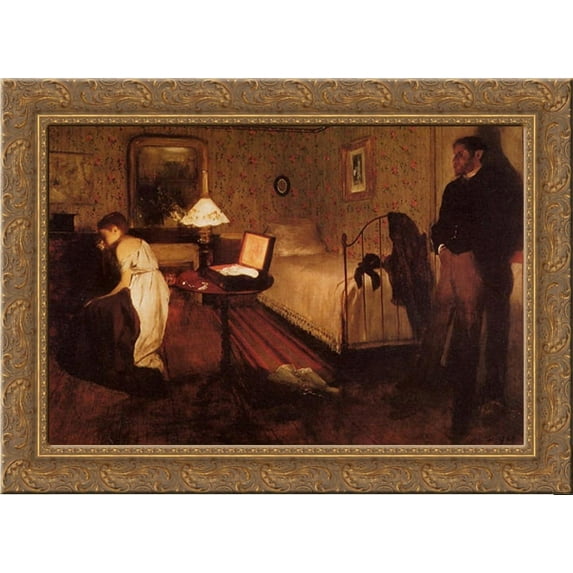 Interior 24x19 Gold Ornate Wood Framed Canvas Art by Degas, Edgar