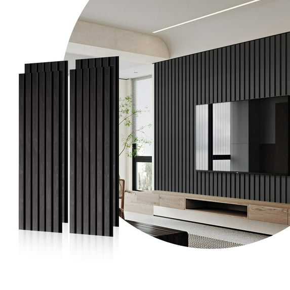 Interior Acoustic Decorative Deluxe Real Oak Finish Wood Panels, 4 Pieces,47.24'' x 12.2''