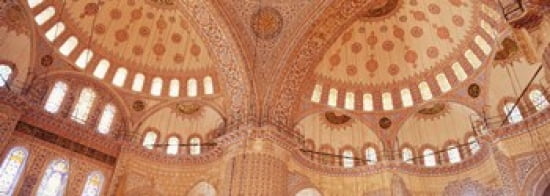 Interior Blue Mosque Istanbul Turkey Canvas Art - Panoramic Images (36 x 13)
