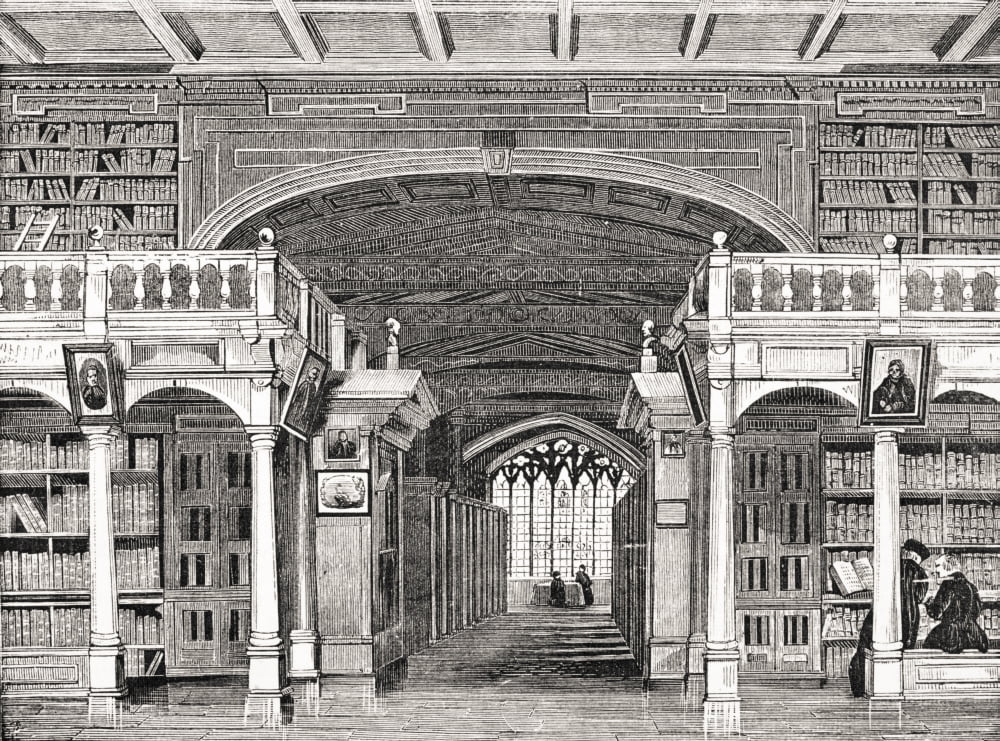 Interior Of The Bodleian Library From Old Englands Worthies By Lord Brougham And Others Published London Circa 1880s Canvas Art - Ken Welsh Design Pics (17 x 12)