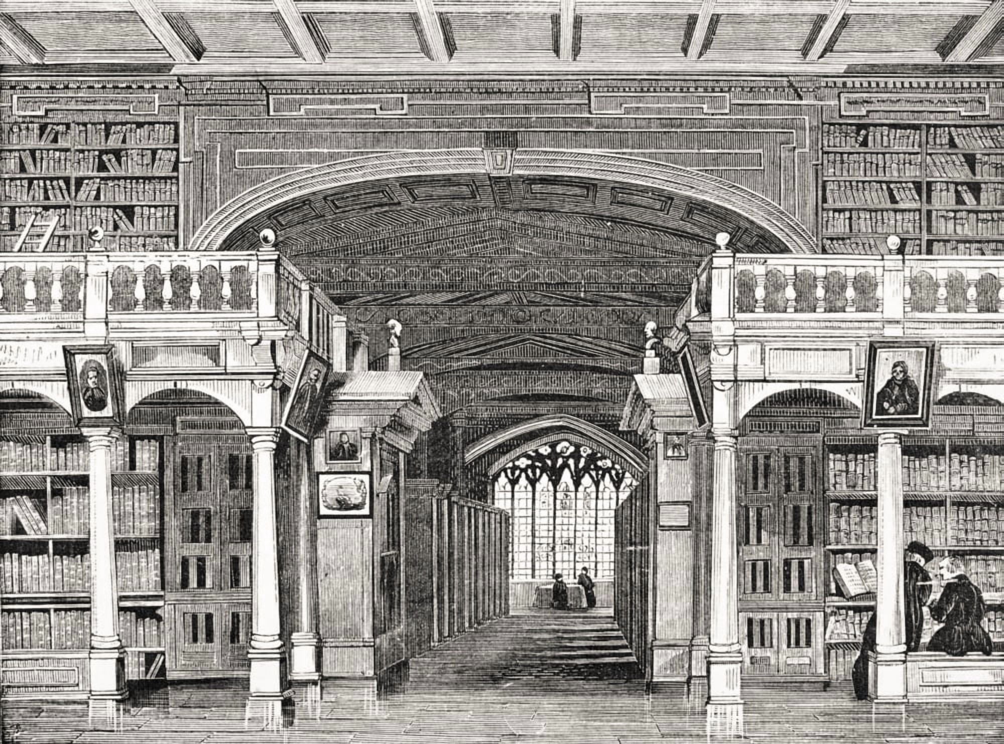 Interior Of The Bodleian Library From Old Englands Worthies By Lord Brougham And Others Published London Circa 1880s Canvas Art - Ken Welsh Design Pics (34 x 24)