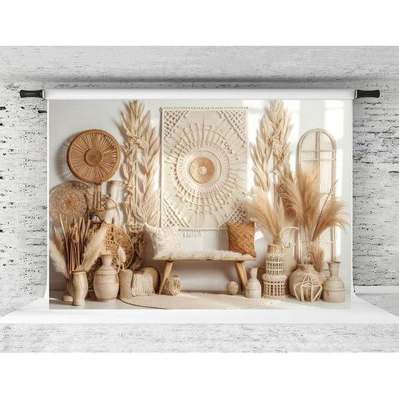 Interior Bohemian Room Wall Beautiful Backdrop Professional Photography Background for Photographers Family Baby Shower Indoor Photo Shoot Props