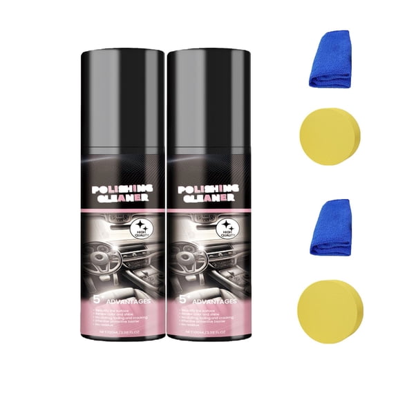 Interior Car Cleaner & Polishing - Repels Dust & Staining, Restores & Protects Plastic, Leather, Dashboard - Uv Guard, Anti-Aging, Car Detailer Spray,3.38Floz(2Pc)