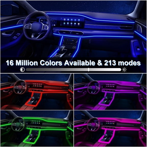 Interior Car LED Lights with Wireless APP/RF Remote Control, RGB 6 in 1 Ambient Lighting Kit 315 Inches Fiber Optic,16 Million Color Neon Strip Inside Sync to Music,Car Decorations Accessories