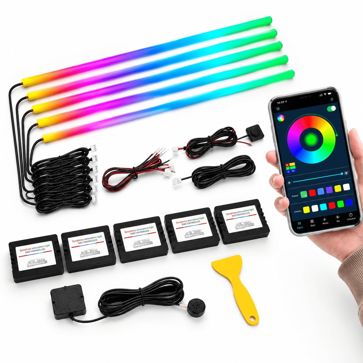 Interior Car LED Strip Light, Dreamcolor Kit - 6 in 1, 175 Inches, 593 ...