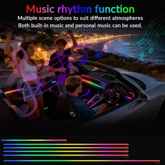 Interior Car Strip Lights Dreamcolor Acrylic Car Decorative Lights with APP Control Multicolor Internal Lighting Kit Music& Function Ambient Fiber Optic Strip LEDs Christmas Decor for Truck