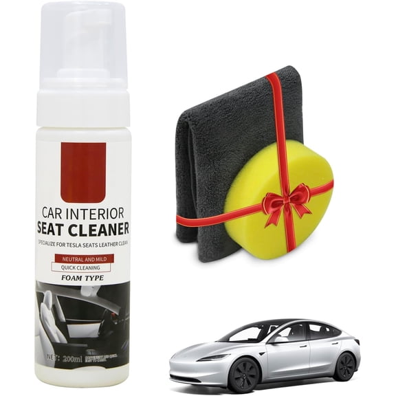 Interior Cleaner for Tesla White & Black Vegan Leather Seat Protectant Car Care Cleaning Kit Stain Remover Safe for Tesla Model 3 Highland/Y/S/X CyberTruck Accessories