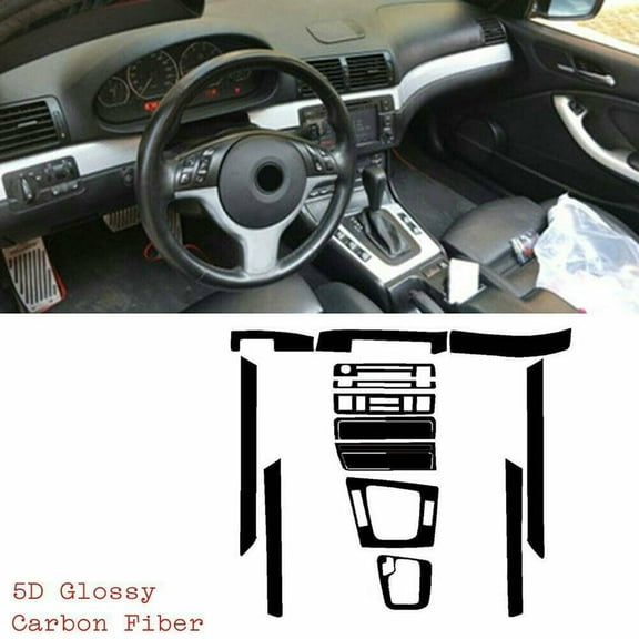 Interior Dash Wrap Trim For For BMW 3 Series E46 1998-2005 Carbon Fiber 5D Sticker