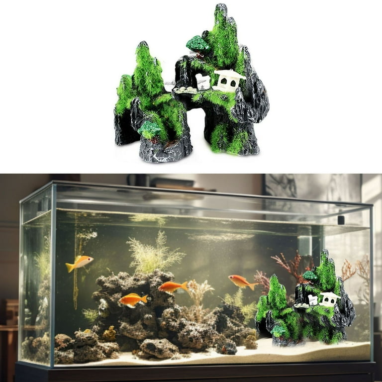 Interior Decoration Fish Tank Decoration Flocking Resin Crafts Decoration Aquarium Stone Decoration Flocking Rockery Escape