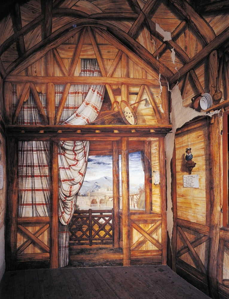 Interior Decoration Of A Rustic Hut In The Garden Of Palazzo Milzetti Canvas Art - (24 x 36)