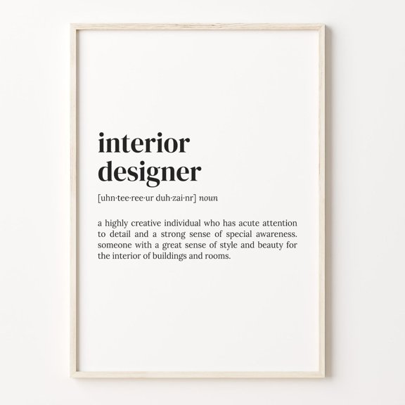Interior Designer Definition Quote Dictionary Graphic Poster Unframed Paper Print