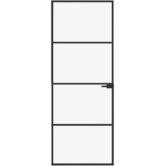 Interior Door Black 29.9"x79.3" Tempered Glass Aluminum | Slim Frame, Stable Aluminum Structure, Large Glass Panels, Fits 1.4"-2" Frame