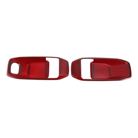 Interior Door Handle Bowl Cover Trim for Jeep Wrangler Gladiator JT 2DR 2018-2024 Inner Door Handle Decoration Frame Trim Carbon Fiber Red ABS 2 Pcs