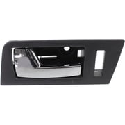 Interior Door Handle Compatible with 2008-2012 Ford Escape Front, Driver Side Chrome Lever with Black Bezel