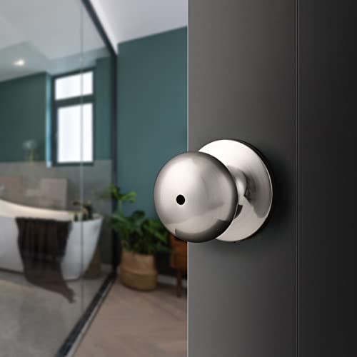 Leydebong Gold Door Knobs With Lock - 6 Pack Keyless Privacy Handles For Bedroom & Bathroom