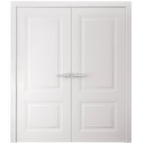 Interior Double Doors 36 x 80 inches | SELECT 2249 White | Wood Interior Solid Panel Frame | Closet Bedroom Doors