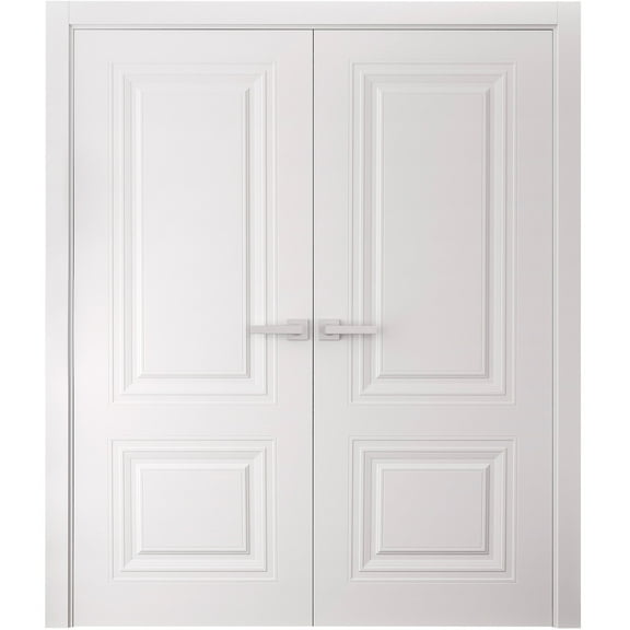 Interior Double Doors 36 x 80 inches | SELECT 2779 White | Wood Interior Solid Panel Frame | Closet Bedroom Doors