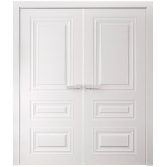 Interior Double Doors 36 x 84 inches | SELECT 3329 White | Wood Interior Solid Panel Frame | Closet Bedroom Doors