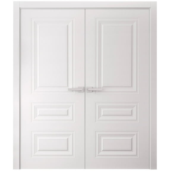 Interior Double Doors 36 x 84 inches | SELECT 3329 White | Wood Interior Solid Panel Frame | Closet Bedroom Doors