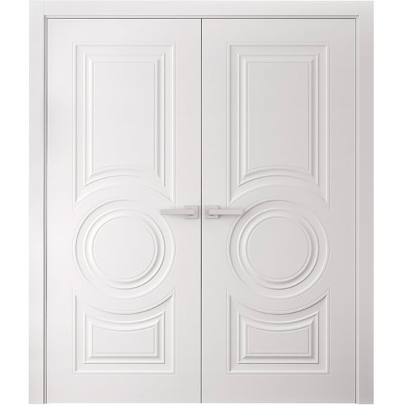 Interior Double Doors 56 x 84 inches | SELECT 1089 White | Wood Interior Solid Panel Frame | Closet Bedroom Doors
