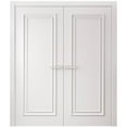thumbnail image 1 of Interior Double Doors 60 x 80 inches | CLASSIC 1189 White Enamel | Wood Interior Solid Panel Frame | Closet Bedroom Doors, 1 of 5