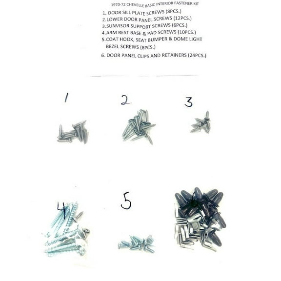 Interior Fastener Kit - Fits 70-72 Chevelle