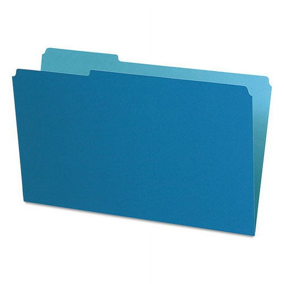 Interior File Folders, 1/3-Cut Tabs: Assorted, Legal Size, Blue, 100/Box | Bundle of 2 Boxes
