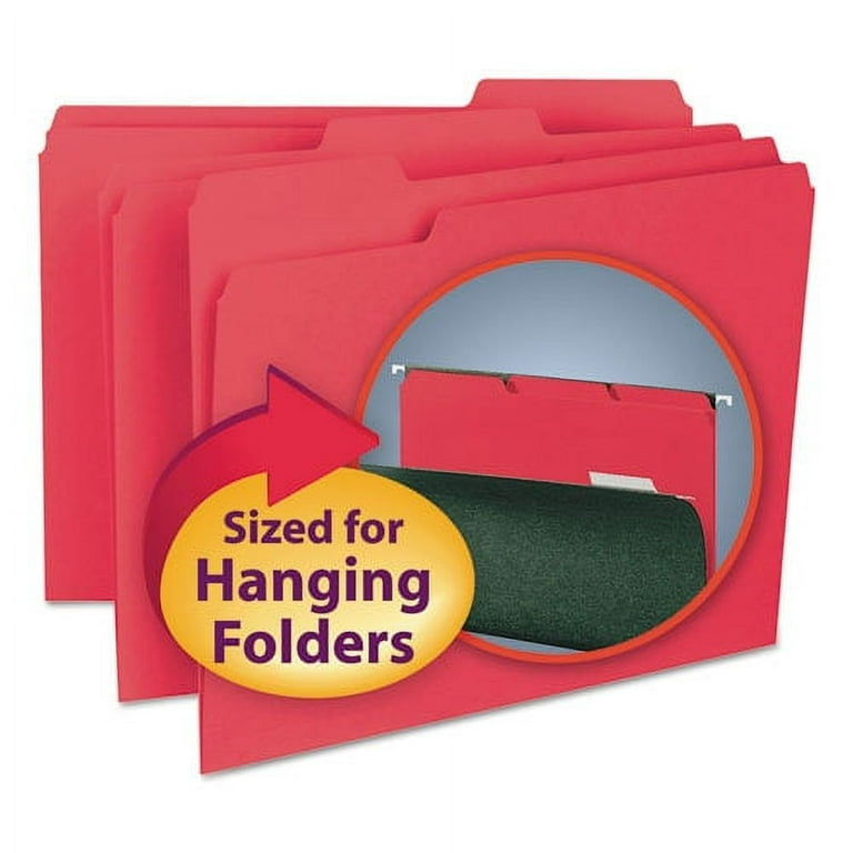 Interior File Folders, 1/3-Cut Tabs: Assorted, Letter Size, Red, 100/Box Interior File Folders, 1/3-Cut Tabs: Assorted, Letter Size, Red, 100/Box