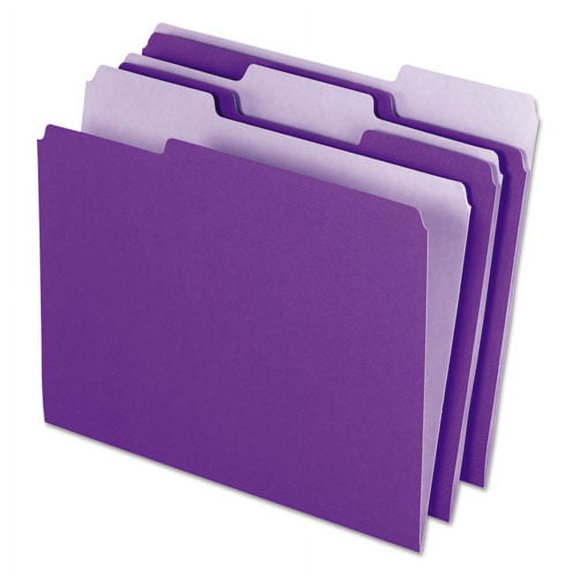 Interior File Folders, 1/3-Cut Tabs: Assorted, Letter Size, Violet, 100/Box | Bundle of 10 Boxes