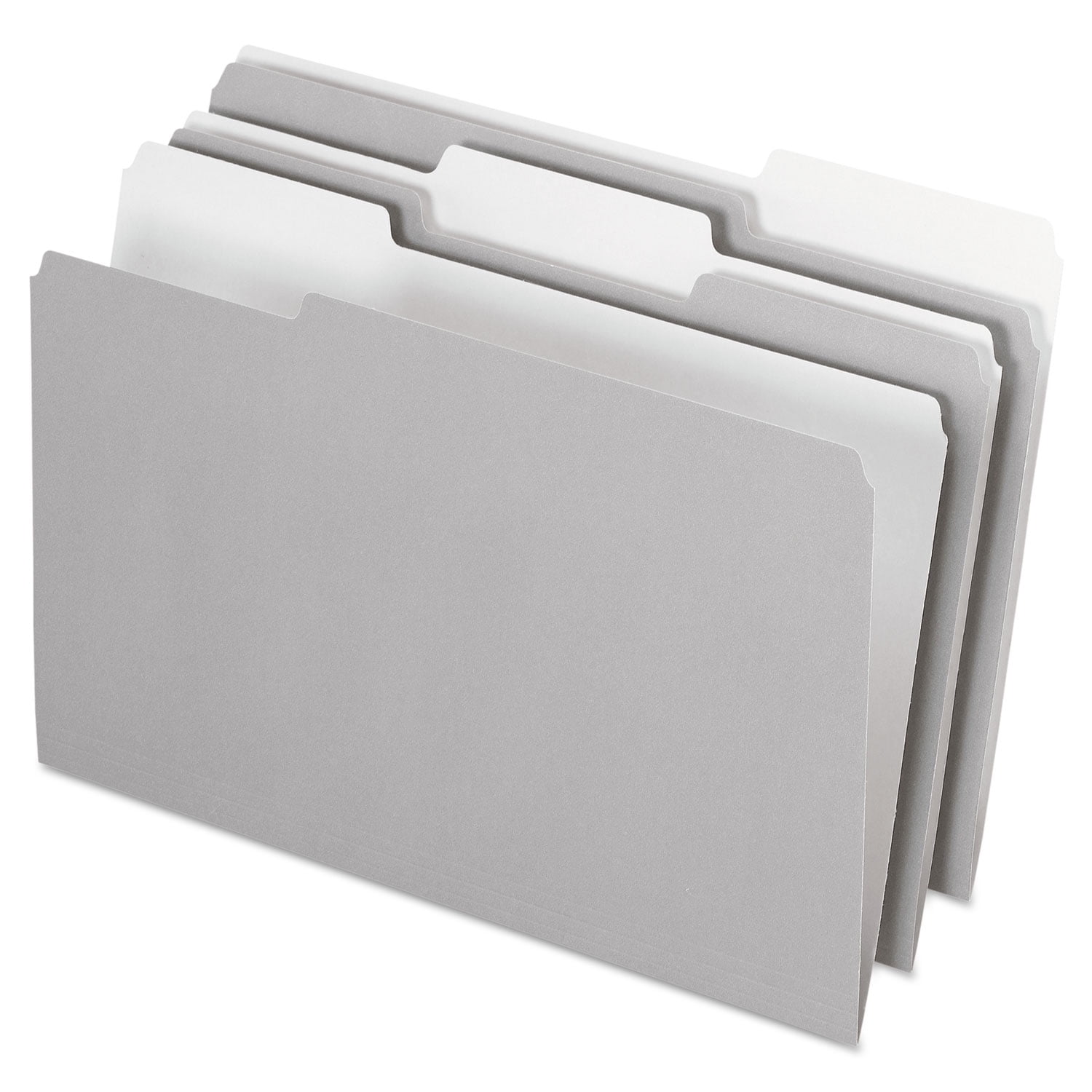Interior File Folders, 1/3-Cut Tabs, Legal Size, Gray, 100/Box