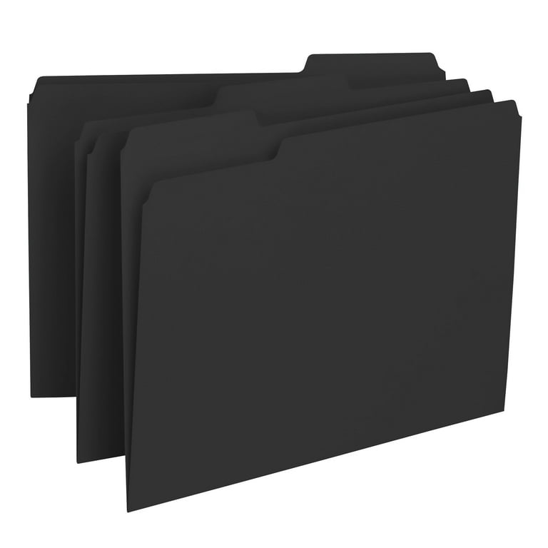 Interior File Folders, 1/3-Cut Tabs: Assorted, Letter Size, Black/Gray, 100/Box