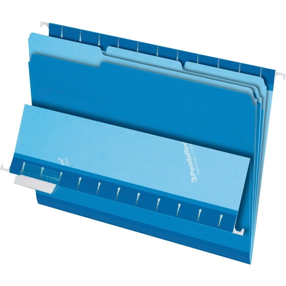 Interior File Folders, 1/3-Cut Tabs, Letter Size, Blue, 100/box | Bundle of 5 Boxes