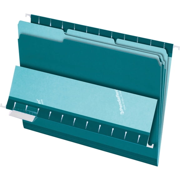 Interior File Folders, 1/3-Cut Tabs, Letter Size, Teal, 100/box | Bundle of 5 Boxes