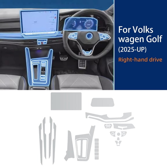Interior Film For Volkswagen VW Golf 8.5 2025 Golf 8 MK8.5/7 2024 Transparent TPU Gear Panel GPS Center Console PPF Protection.